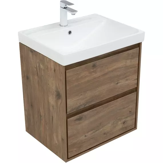 Тумба подвесная с раковиной Aquanet Милан 60 см 00336377, дуб рустикальный - фото 3