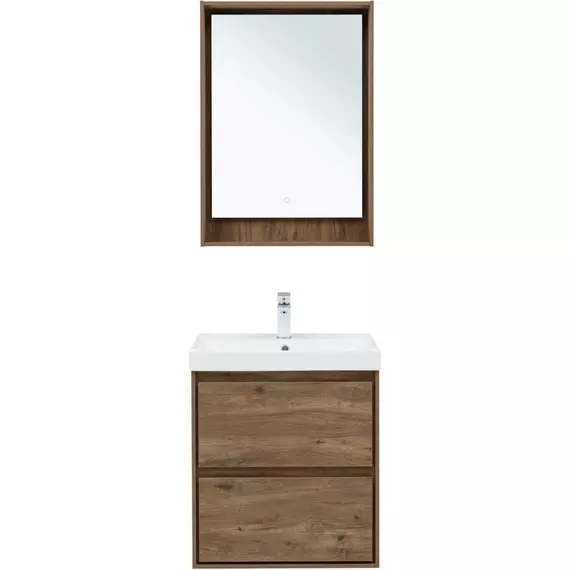 Тумба подвесная с раковиной Aquanet Милан 60 см 00336377, дуб рустикальный - фото 5