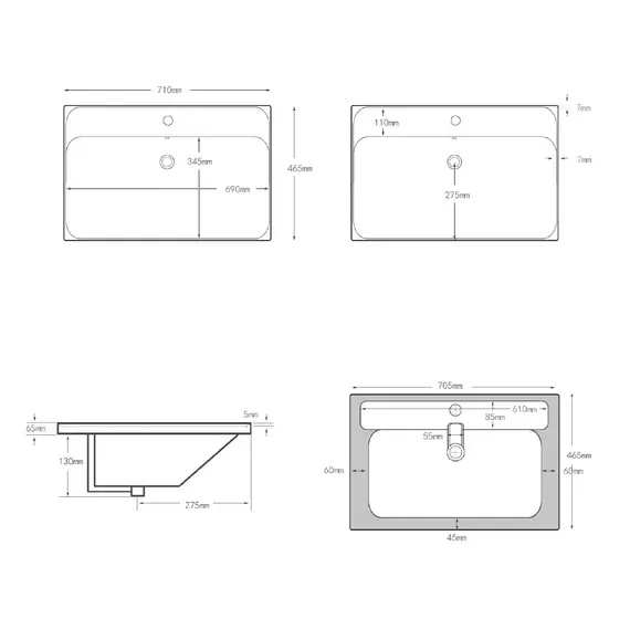 Тумба подвесная с раковиной Aquanet Альтера 70 см 00337155, белый матовый - фото 16