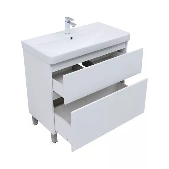 Тумба напольная с раковиной Aquanet Вега 90 см 00344124 (2 ящика) белый глянец - фото 6