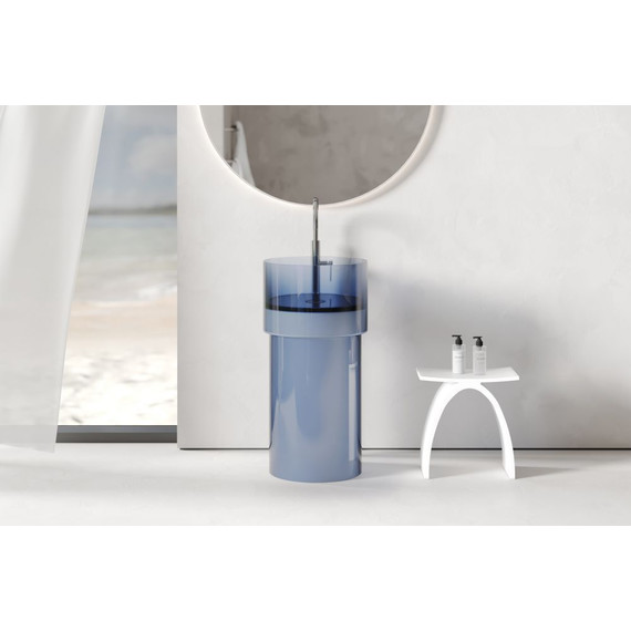 Раковина напольная прозрачная Abber Kristall 45 см AT2701Saphir, синий - фото 3