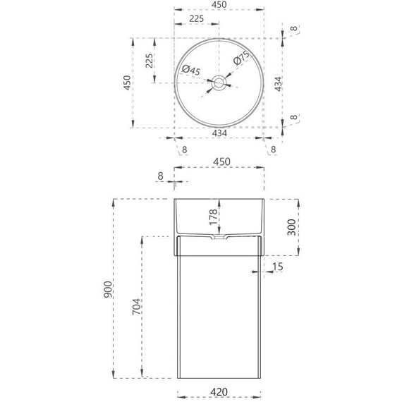 Раковина напольная прозрачная Abber Kristall 45 см AT2701Saphir, синий - фото 7