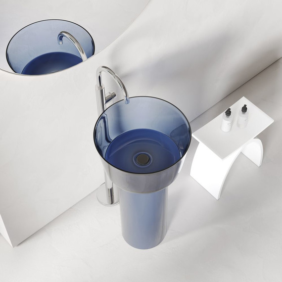 Раковина напольная прозрачная Abber Kristall 45 см AT2702Saphir, синий - фото 3