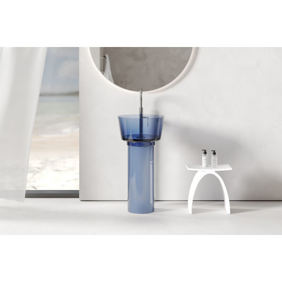 Раковина напольная прозрачная Abber Kristall 45 см AT2702Saphir, синий - фото 4