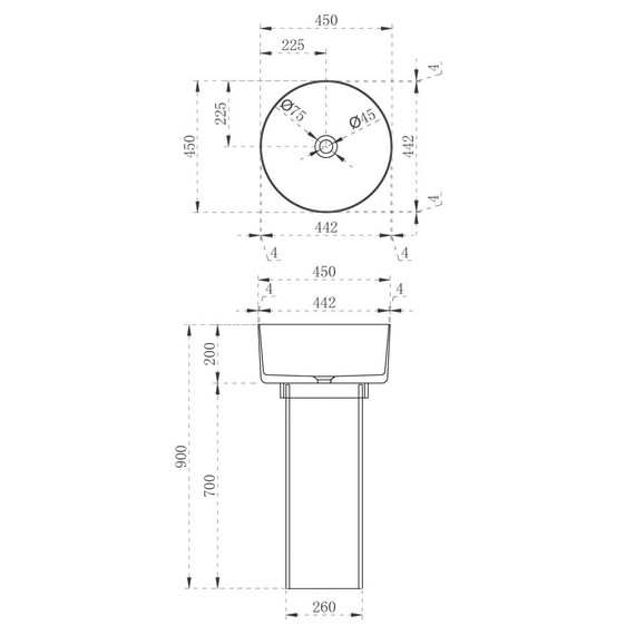 Раковина напольная прозрачная Abber Kristall 45 см AT2702Saphir, синий - фото 7