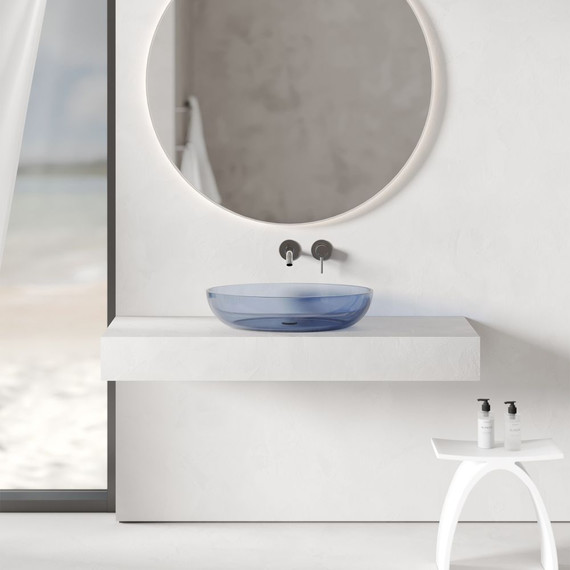 Раковина-чаша прозрачная Abber Kristall 60 см AT2801Saphir, синий - фото 2