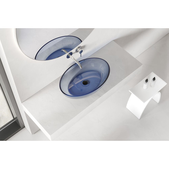 Раковина-чаша прозрачная Abber Kristall 60 см AT2801Saphir, синий - фото 3