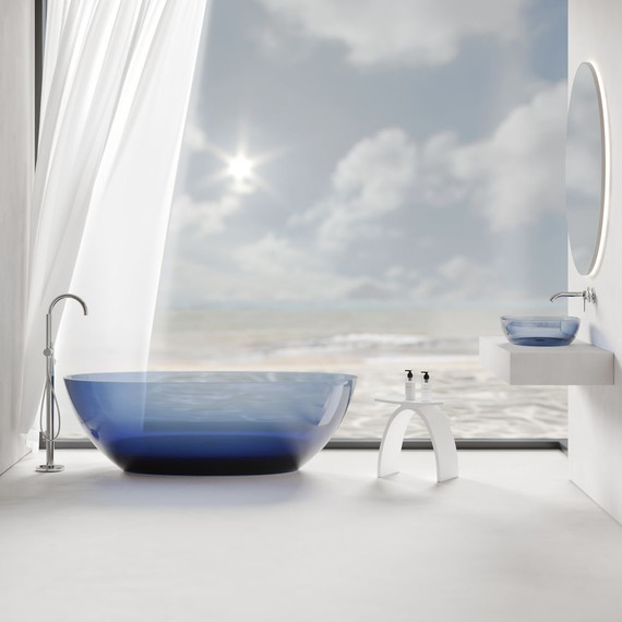 Раковина-чаша прозрачная Abber Kristall 60 см AT2801Saphir, синий - фото 4