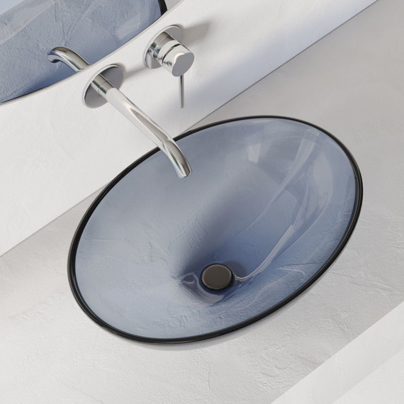 Раковина-чаша прозрачная Abber Kristall 50 см AT2802Saphir, синий - фото 