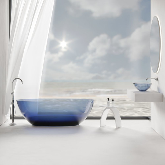 Раковина-чаша прозрачная Abber Kristall 50 см AT2802Saphir, синий - фото 3