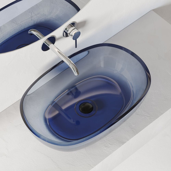 Раковина-чаша прозрачная Abber Kristall 60 см AT2805Saphir, синий - фото 