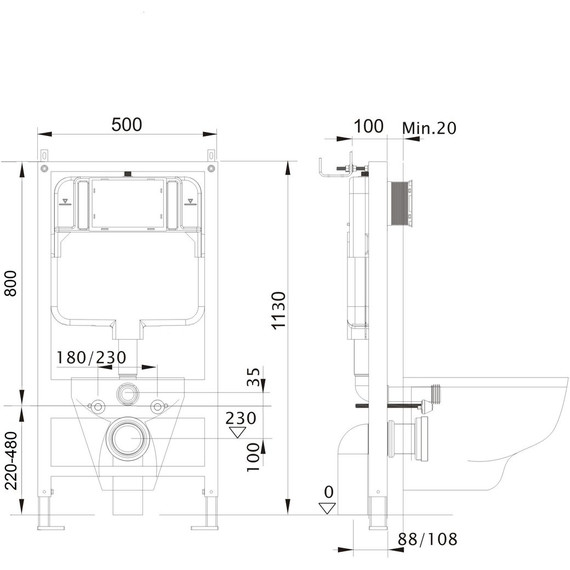 Инсталляция для унитаза Aquatek Standart Sensor INSE-0000001.36 (кнопка хром) - фото 12