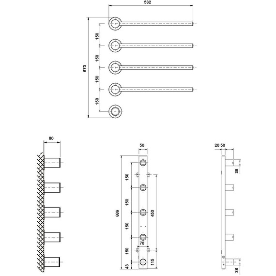 Полотенцесушитель электрический Vincea П4 530x670 мм VTD-2H1BG, золото брашированное - фото 4