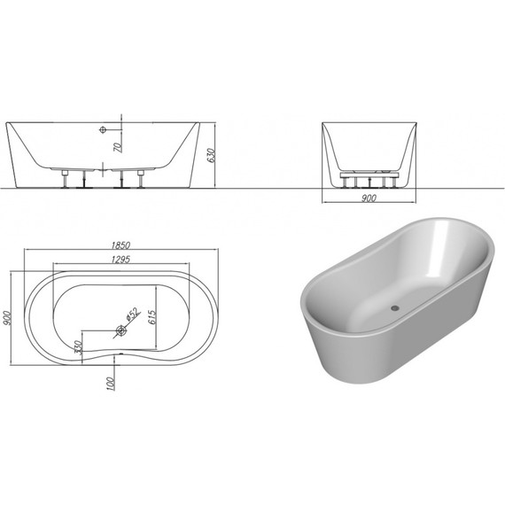 Ванна отдельностоящая Kolpa-San Comodo FS 185x90 см - фото 2