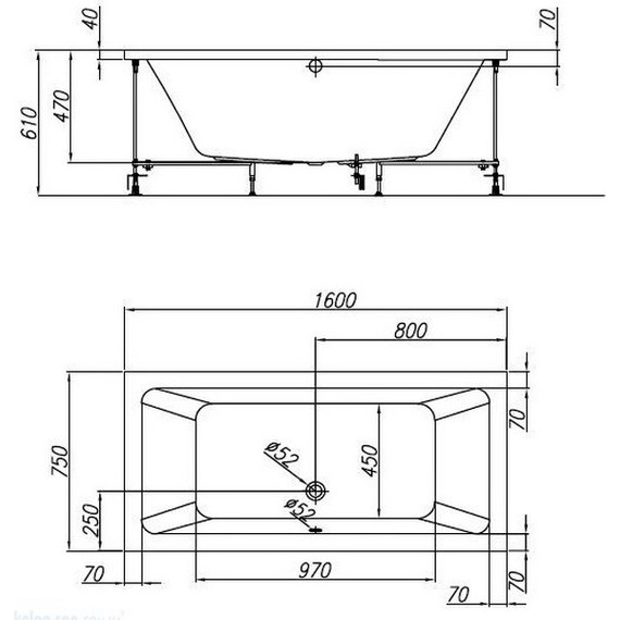 Ванна акриловая Kolpa-San Elektra 160x75 см, Размер - мм: 1600х750 - фото 6