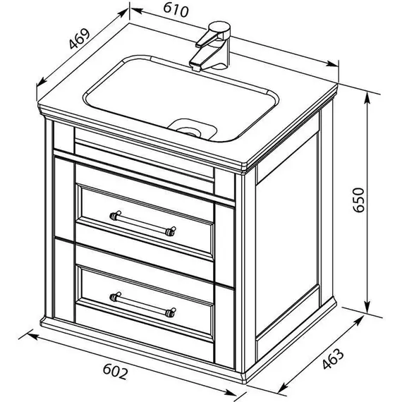 Тумба подвесная с раковиной Aquanet Бостон М 60 см 00209679, белый - фото 14