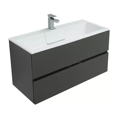 Тумба подвесная с раковиной Aquanet Алвита 100 см 00240112, серый антрацит - фото 