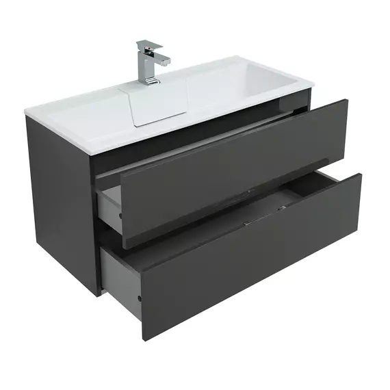 Тумба подвесная с раковиной Aquanet Алвита 100 см 00240112, серый антрацит - фото 3