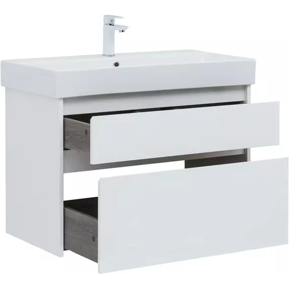 Тумба подвесная с раковиной Aquanet Nova Lite 85 см 00249936, белый глянец - фото 10