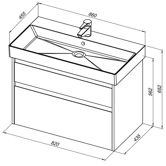 Тумба подвесная с раковиной Aquanet Nova Lite 85 см 00249936, белый глянец - фото 12