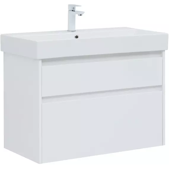 Тумба подвесная с раковиной Aquanet Nova Lite 85 см 00249936, белый глянец - фото 