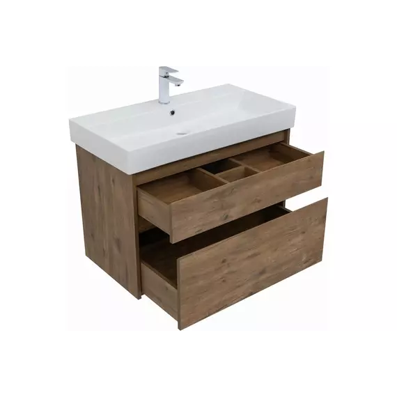 Тумба подвесная с раковиной Aquanet Nova Lite 85 см 00249954, дуб рустикальный - фото 5