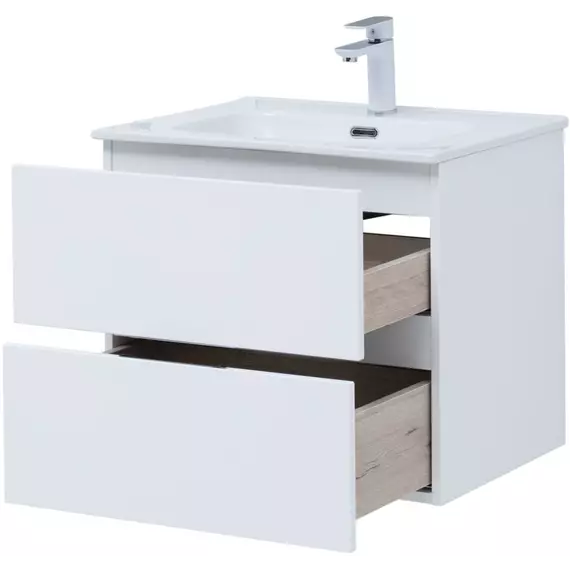 Тумба подвесная с раковиной Aquanet Алвита New 60 см 00277510, белый матовый - фото 9