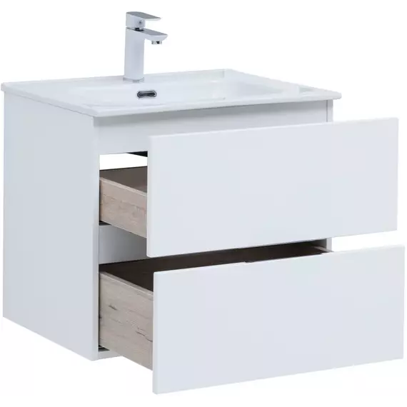 Тумба подвесная с раковиной Aquanet Алвита New 60 см 00277510, белый матовый - фото 7