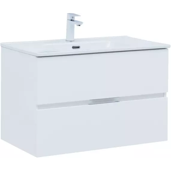 Тумба подвесная с раковиной Aquanet Алвита New 80 см 00277514, белый матовый - фото 