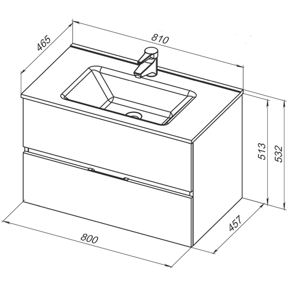 Тумба подвесная с раковиной Aquanet Алвита New 80 см 00277514, белый матовый - фото 15