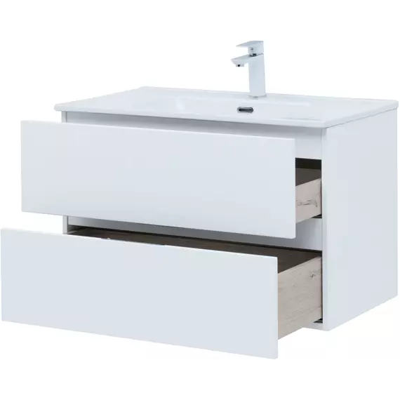 Тумба подвесная с раковиной Aquanet Алвита New 80 см 00277514, белый матовый - фото 9