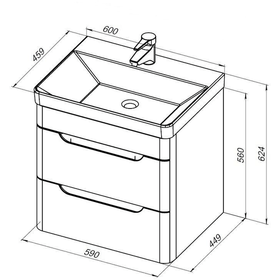 Тумба подвесная с раковиной Aquanet София 60 см 00288905, белый глянец - фото 11