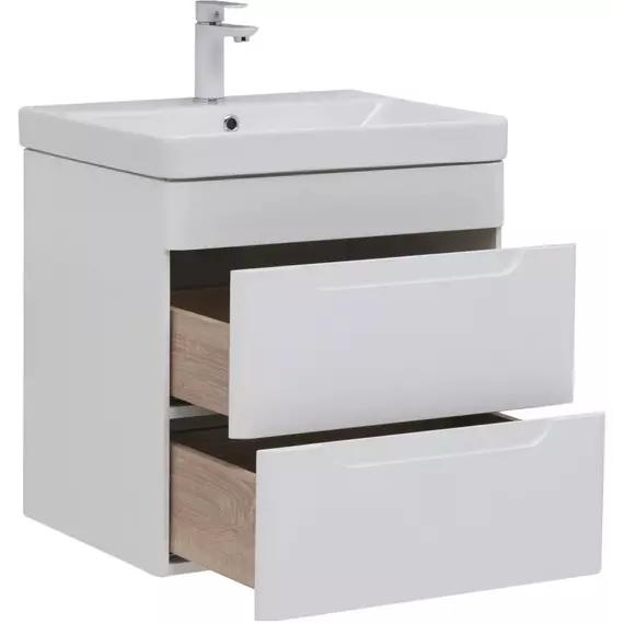 Тумба подвесная с раковиной Aquanet София 60 см 00288905, белый глянец - фото 7