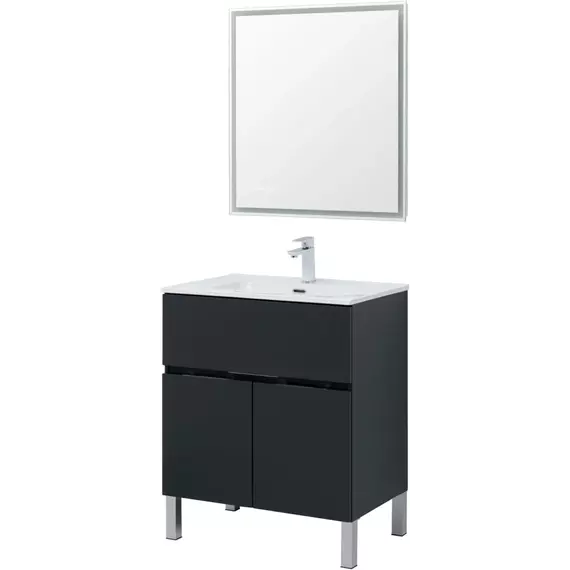 Тумба напольная с раковиной Aquanet Алвита new 70 см 00303900, антрацит - фото 9