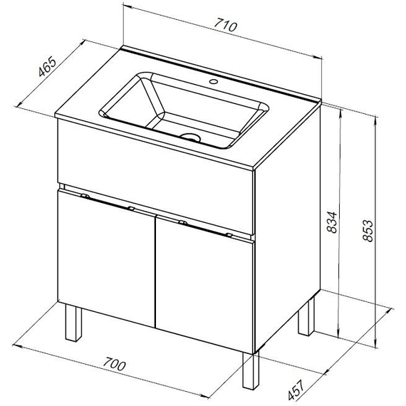 Тумба напольная с раковиной Aquanet Алвита New 70 см 00303901, белый матовый - фото 15