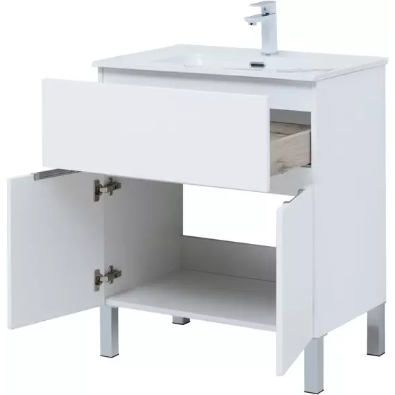 Тумба напольная с раковиной Aquanet Алвита New 70 см 00303901, белый матовый - фото 8