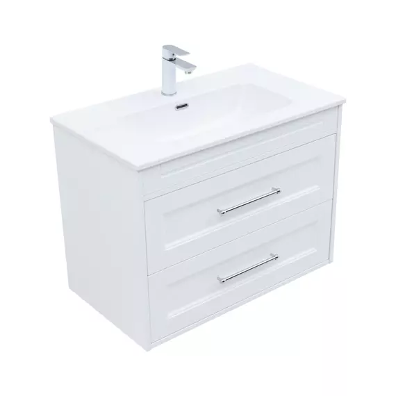 Тумба подвесная с раковиной Aquanet Бостон new 80 см 00306368, белый сатин - фото 