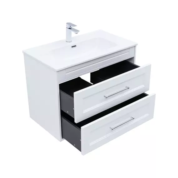 Тумба подвесная с раковиной Aquanet Бостон new 80 см 00306368, белый сатин - фото 3