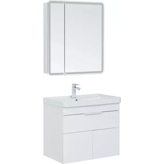 Тумба подвесная с раковиной Aquanet Ирис New 70 см 00310149, белый глянец - фото 5