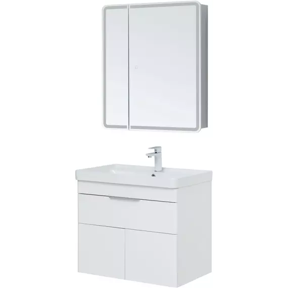 Тумба подвесная с раковиной Aquanet Ирис New 70 см 00310149, белый глянец - фото 12