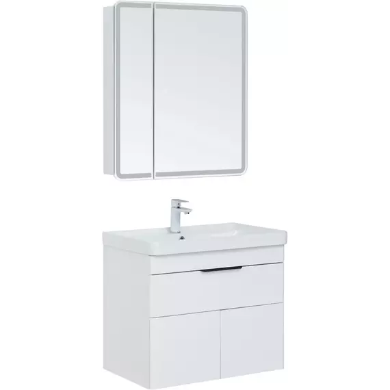 Тумба подвесная с раковиной Aquanet Ирис New 70 см 00310149, белый глянец - фото 6