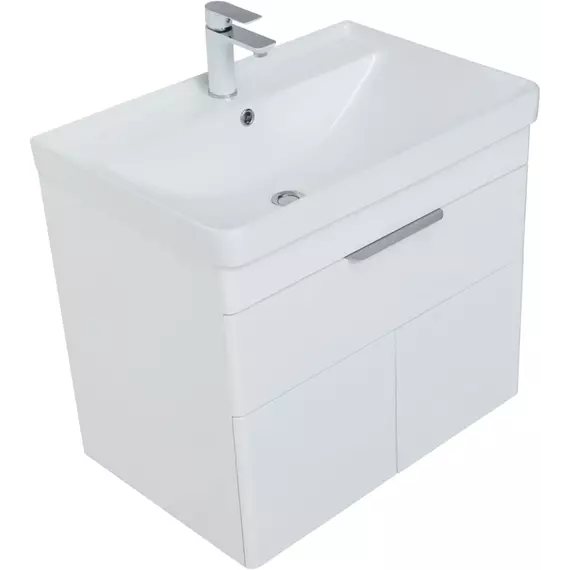 Тумба подвесная с раковиной Aquanet Ирис New 70 см 00310149, белый глянец - фото 3