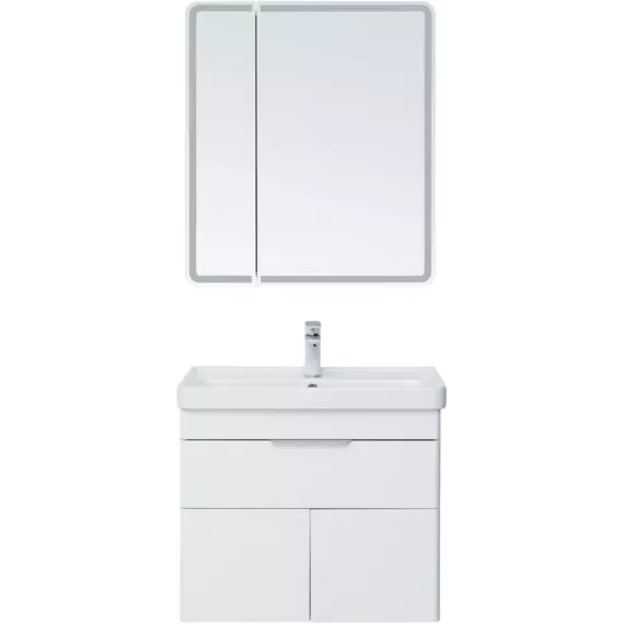 Тумба подвесная с раковиной Aquanet Ирис New 70 см 00310149, белый глянец - фото 8