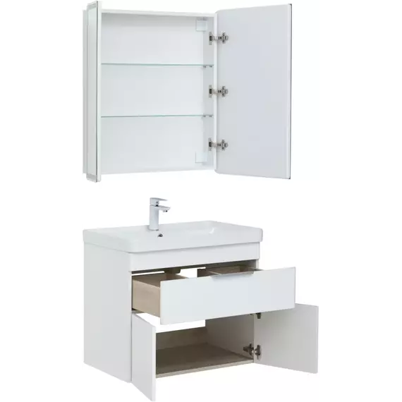 Тумба подвесная с раковиной Aquanet Ирис New 70 см 00310149, белый глянец - фото 9