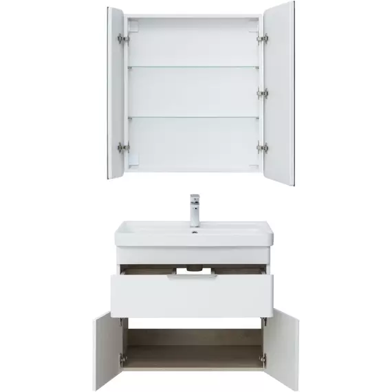 Тумба подвесная с раковиной Aquanet Ирис New 70 см 00310149, белый глянец - фото 10