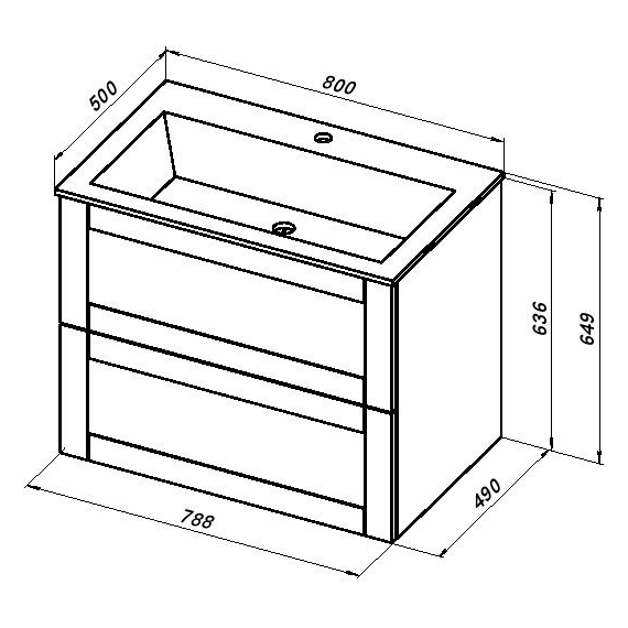 Тумба подвесная с раковиной Aquanet Терра 80 см 00313245, маренго - фото 14