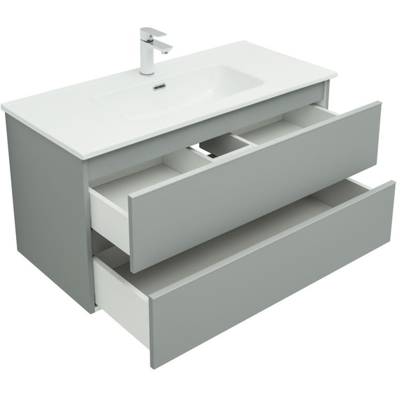 Тумба подвесная с раковиной Aquanet Вега 100 см 00329599, мисти грин - фото 5