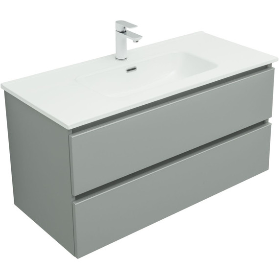 Тумба подвесная с раковиной Aquanet Вега 100 см 00329599, мисти грин - фото 