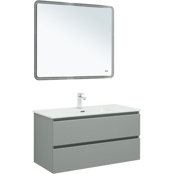 Тумба подвесная с раковиной Aquanet Вега 100 см 00329599, мисти грин - фото 7