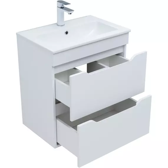 Тумба подвесная с раковиной Aquanet Практика 60 см 00330457, белый матовый - фото 4